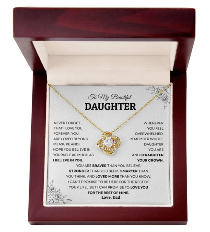 For My Daughter From Dad - Premium Love Knot Necklace