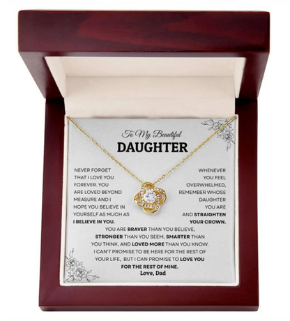 For My Daughter From Dad - Premium Love Knot Necklace