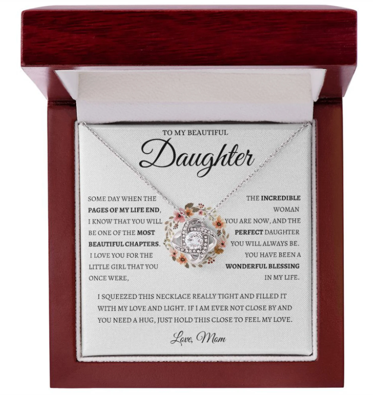 For My Daughter From Mom - Premium Love Knot Necklace