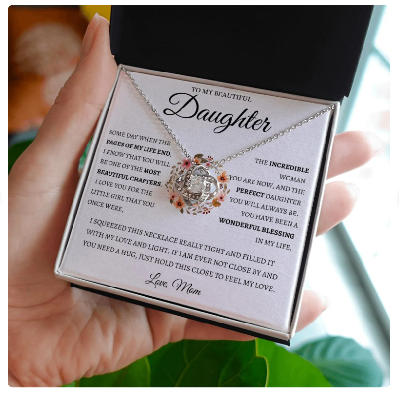 For My Daughter From Mom - Premium Love Knot Necklace