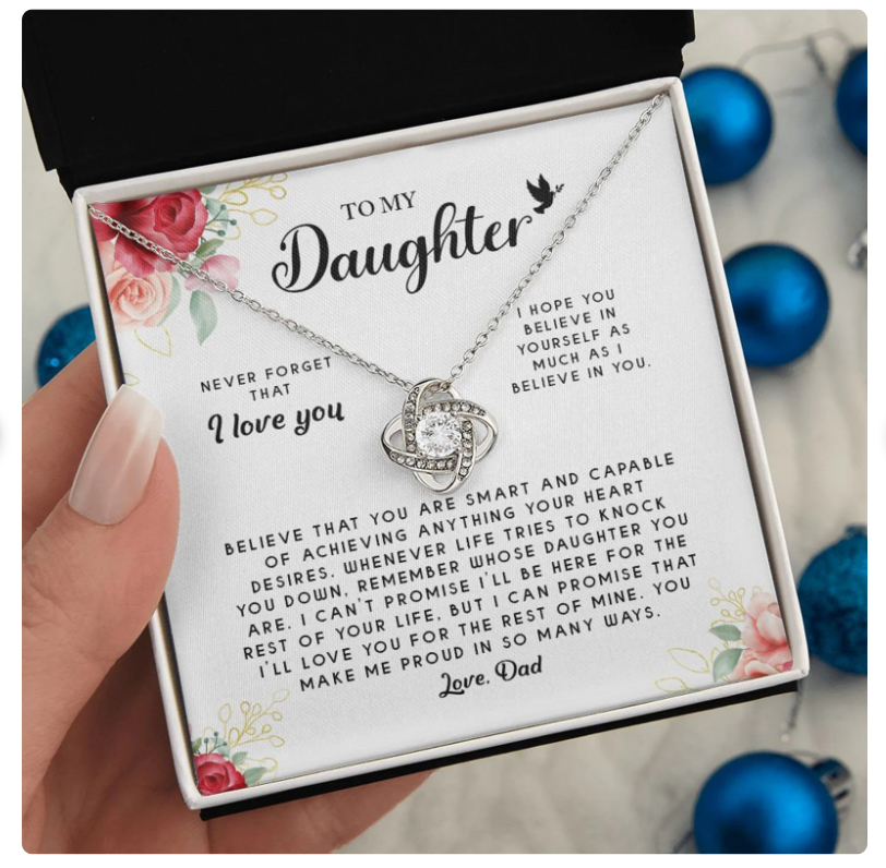 For My Daughter From Dad - Premium Love Knot Necklace