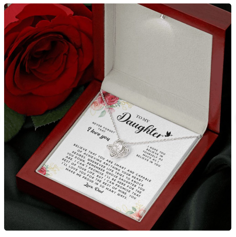 For My Daughter From Dad - Premium Love Knot Necklace