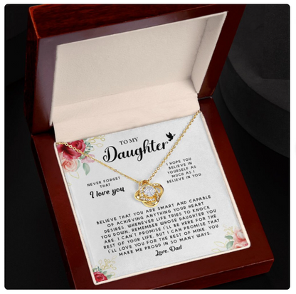 For My Daughter From Dad - Premium Love Knot Necklace