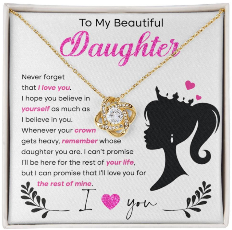 For My Daughter From Mom - Premium Love Knot Necklace
