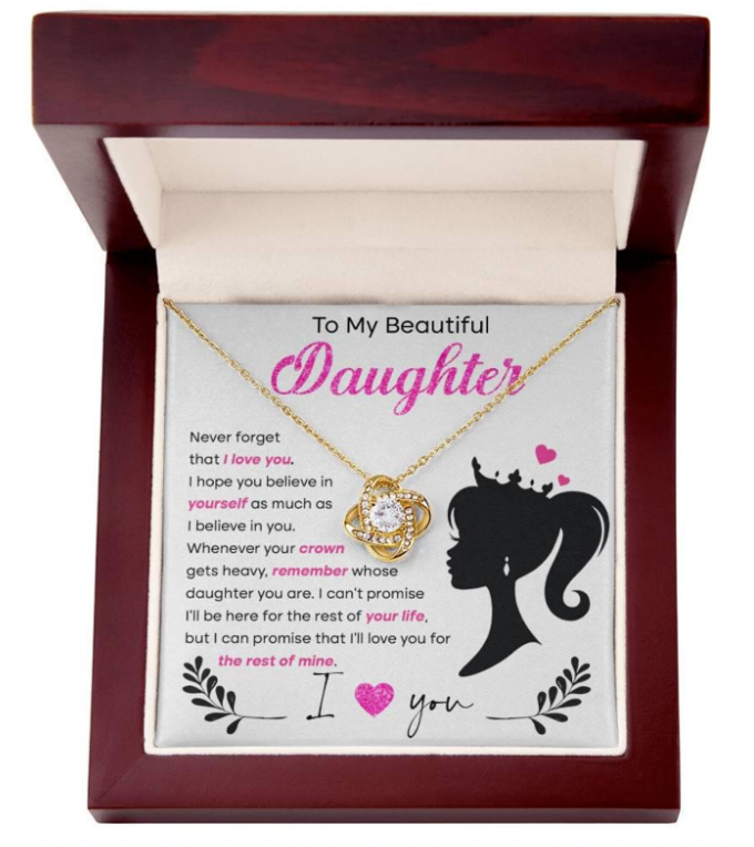For My Daughter From Mom - Premium Love Knot Necklace