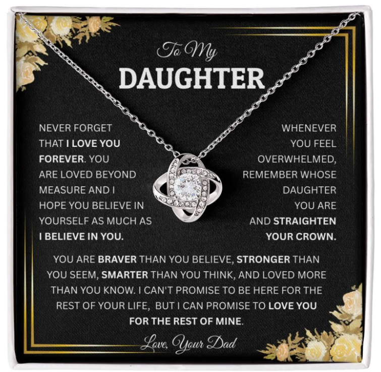 For My Daughter From Dad - Premium Love Knot Necklace