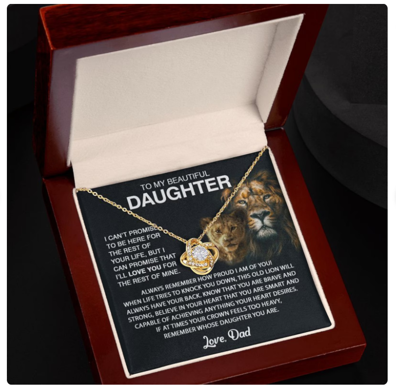 For My Daughter From Dad - Premium Love Knot Necklace