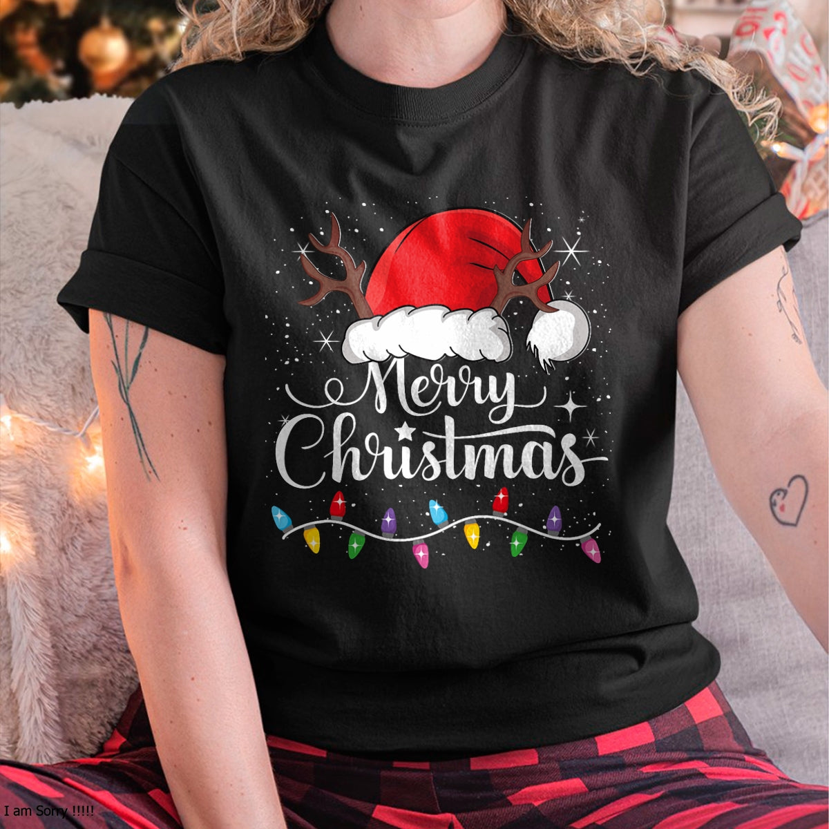 Merry Christmas Red Santa Hat Reindeer Xmas Family Men Women T-Shirt - Christmas Unisex T-Shirt/Hoodie/Sweatshirt - TRNN00