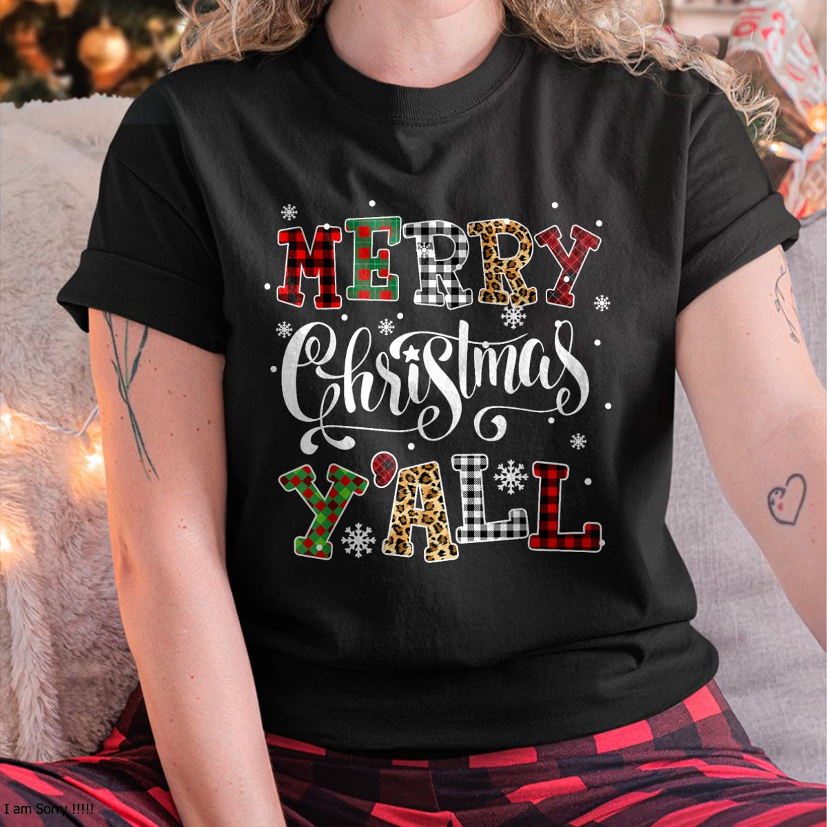 Merry Christmas Ya'll Leopard Buffalo Plaid Pajama Family T-Shirt - Christmas Unisex T-Shirt/Hoodie/Sweatshirt - TRNN00