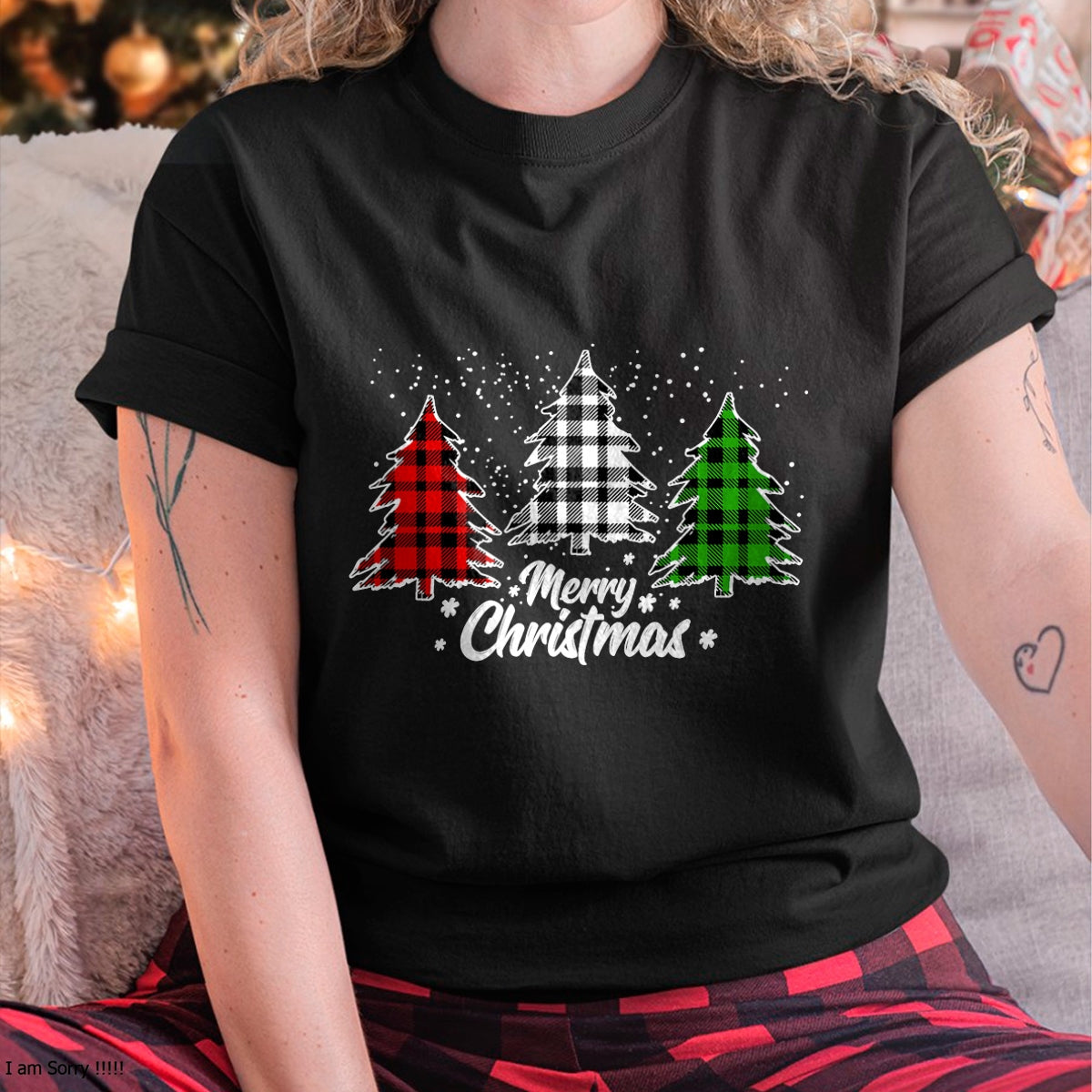 Merry Christmas Tree Xmas Buffalo Plaid Red White Green T-Shirt - Christmas Unisex T-Shirt/Hoodie/Sweatshirt - TRNN00