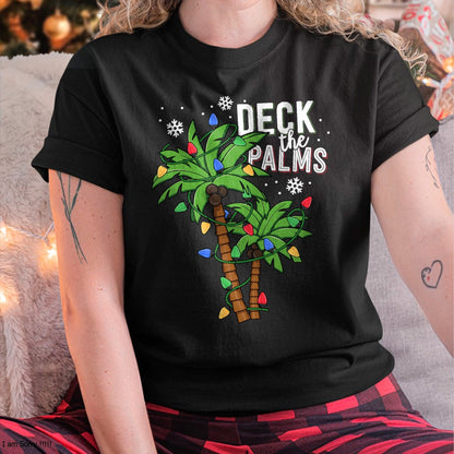 Deck The Palms Tropical Hawaii Christmas Palm Tree Lights T-Shirt - Christmas Unisex T-Shirt/Hoodie/Sweatshirt - TRNN00