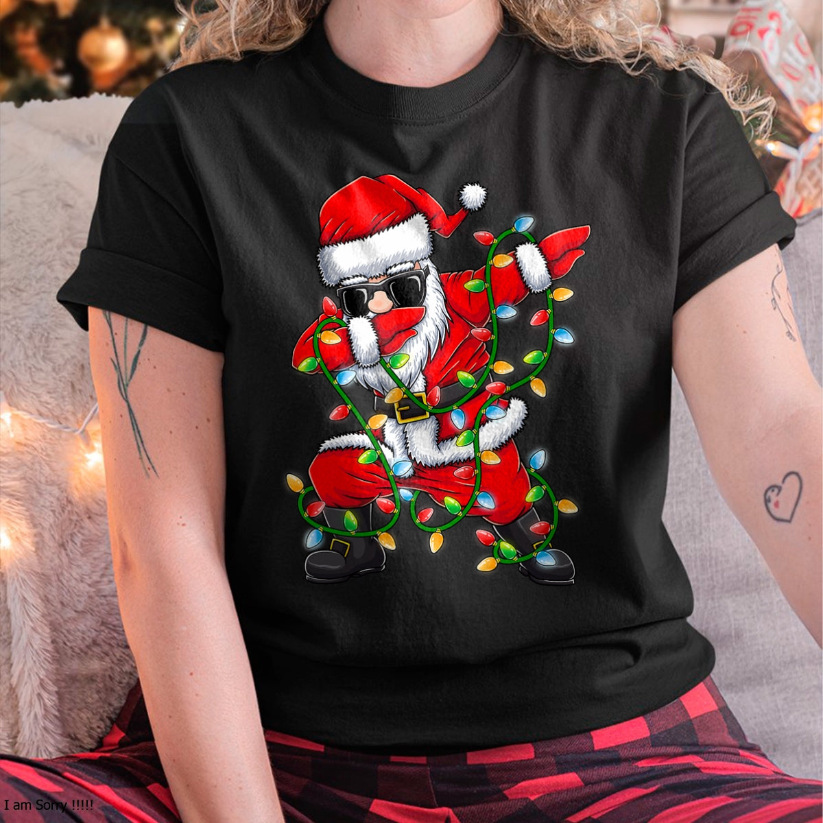 Dabbing Santa Xmas Lights Girls Boys Kids Christmas Gifts T-Shirt - Christmas Unisex T-Shirt/Hoodie/Sweatshirt - TRNN00