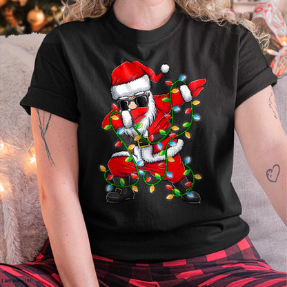 Dabbing Santa Xmas Lights Girls Boys Kids Christmas Gifts T-Shirt - Christmas Unisex T-Shirt/Hoodie/Sweatshirt - TRNN00