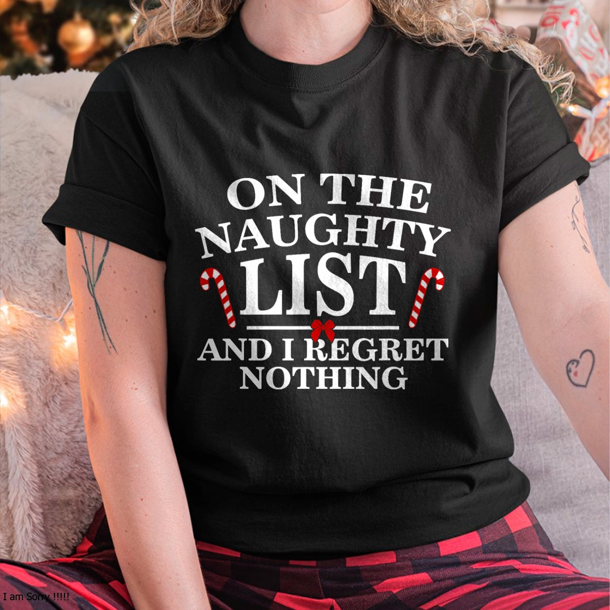 On The Naughty List And I Regret Nothing Funny Xmas Shirt T-Shirt - Christmas Unisex T-Shirt/Hoodie/Sweatshirt - TRNN00