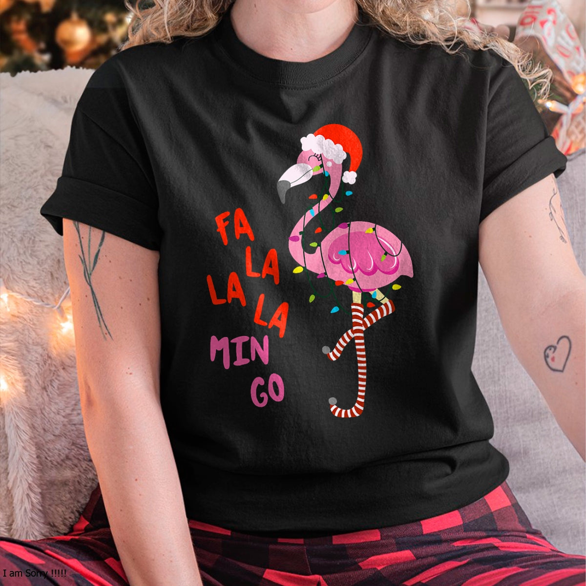 Fa La La Mingo Flamingo Christmas Tropical Xmas Tree Lights T-Shirt - Christmas Unisex T-Shirt/Hoodie/Sweatshirt - TRNN00