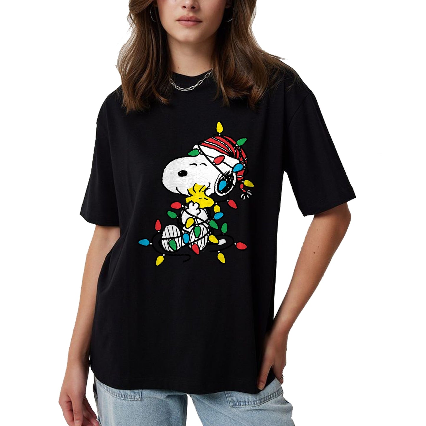Peanuts - Snoopy Woodstock Christmas Lights T-Shirt - Christmas Unisex T-Shirt/Hoodie/Sweatshirt - TRNN00