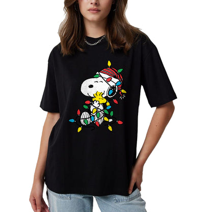 Peanuts - Snoopy Woodstock Christmas Lights T-Shirt - Christmas Unisex T-Shirt/Hoodie/Sweatshirt - TRNN00