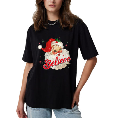 Vintage Santa Claus Believe Christmas Women Boys Girls T-Shirt - Christmas Unisex T-Shirt/Hoodie/Sweatshirt - TRNN00
