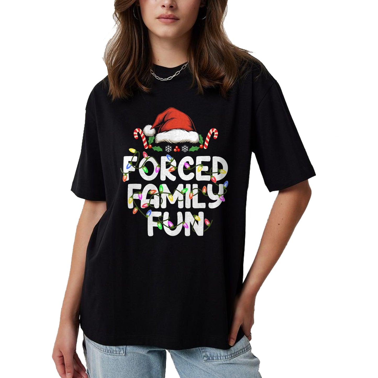 Forced Family Fun Christmas Pajamas Funny T-Shirt - Christmas Unisex T-Shirt/Hoodie/Sweatshirt - TRNN00