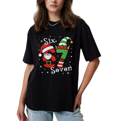Funny Six Seven 67 Meme 6 7 Elf Santa Christmas Pajamas Kids T-Shirt  - Christmas Unisex T-Shirt/Hoodie/Sweatshirt - TRNN00