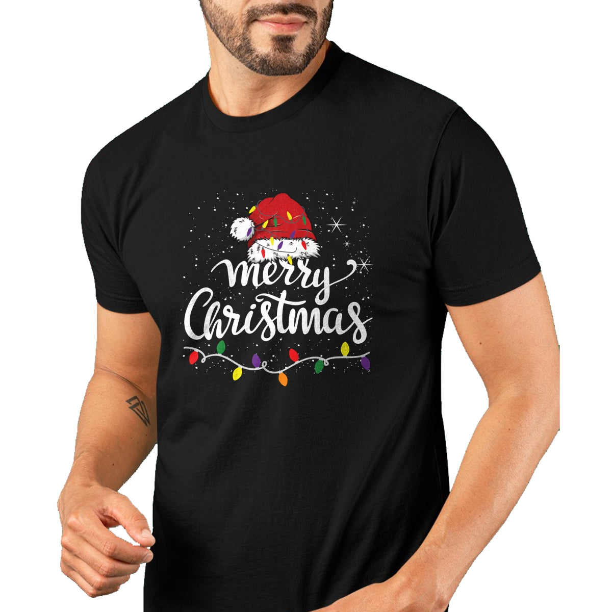 Merry Christmas Lights Red Santa Hat Xmas Family Men Women Pullover - Christmas Unisex T-Shirt/Hoodie/Sweatshirt - TRNN00