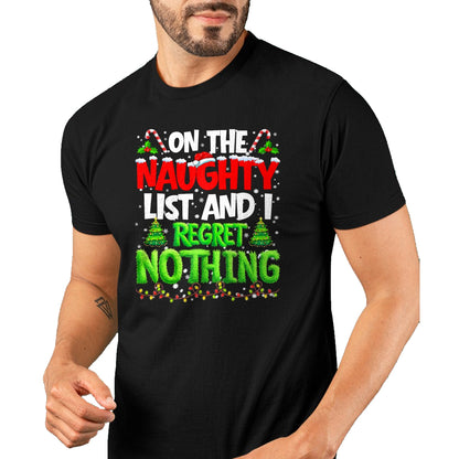 On The Naughty List and Regret Nothing Pjs Christmas Xmas Ki T-Shirt - Christmas Unisex T-Shirt/Hoodie/Sweatshirt - TRNN00