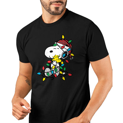 Peanuts - Snoopy Woodstock Christmas Lights T-Shirt - Christmas Unisex T-Shirt/Hoodie/Sweatshirt - TRNN00