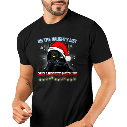 On The Naughty List And I Regret Nothing Cat Christmas T-Shirt - Christmas Unisex T-Shirt/Hoodie/Sweatshirt - TRNN00