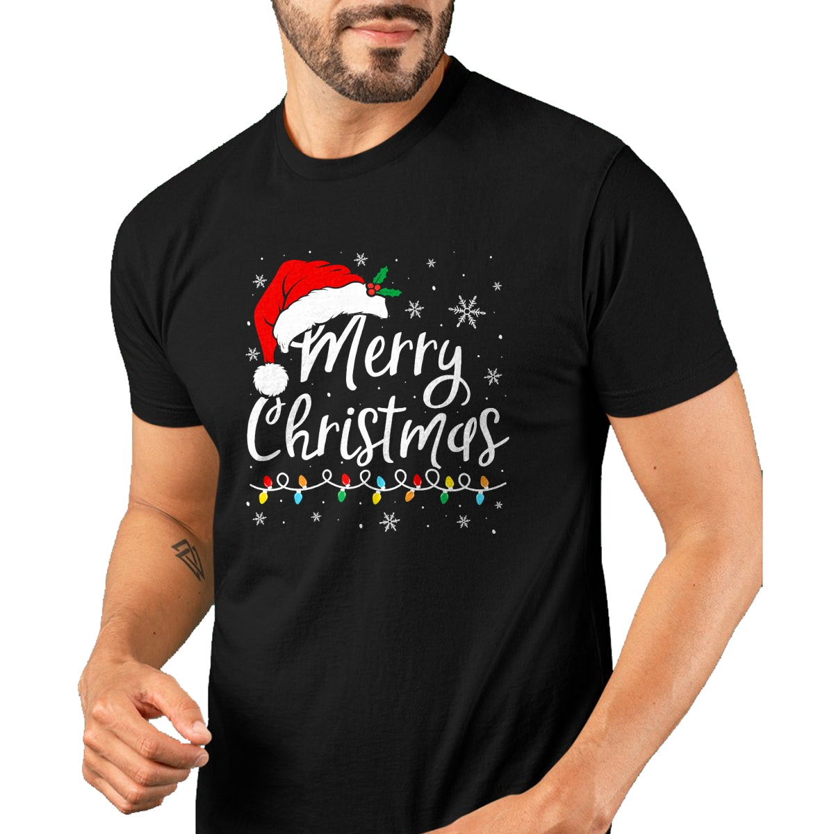 Merry Christmas Lights Santa Hat Xmas Family Matching Pajama T-Shirt - Christmas Unisex T-Shirt/Hoodie/Sweatshirt - TRNN00