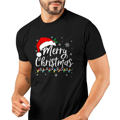 Merry Christmas Lights Santa Hat Xmas Family Matching Pajama T-Shirt - Christmas Unisex T-Shirt/Hoodie/Sweatshirt - TRNN00