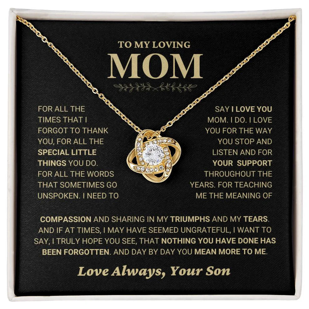 Mom Gift From Son - Premium Love Knot Necklace
