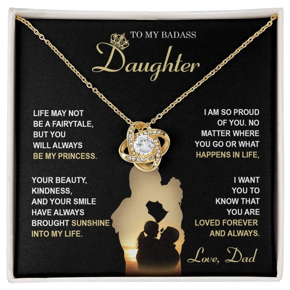 Daughter Gift From Dad - Premium Love Knot Necklace