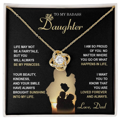 Daughter Gift From Dad - Premium Love Knot Necklace