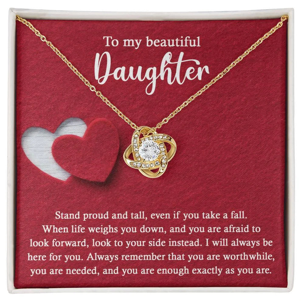 Daughter Gift From Mom and Dad - Premium Love Knot Necklace