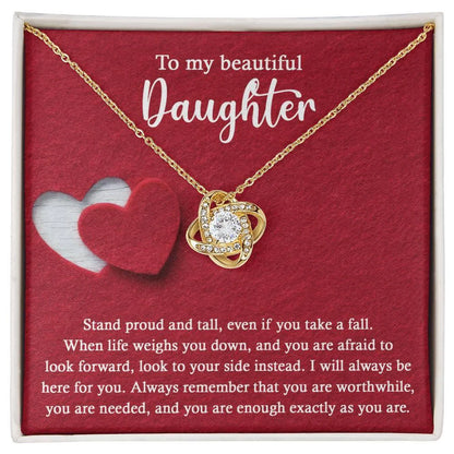 Daughter Gift From Mom and Dad - Premium Love Knot Necklace