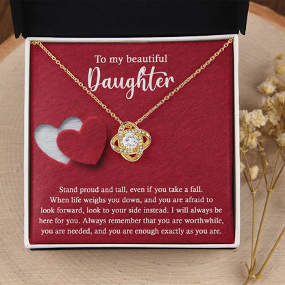 Daughter Gift From Mom and Dad - Premium Love Knot Necklace