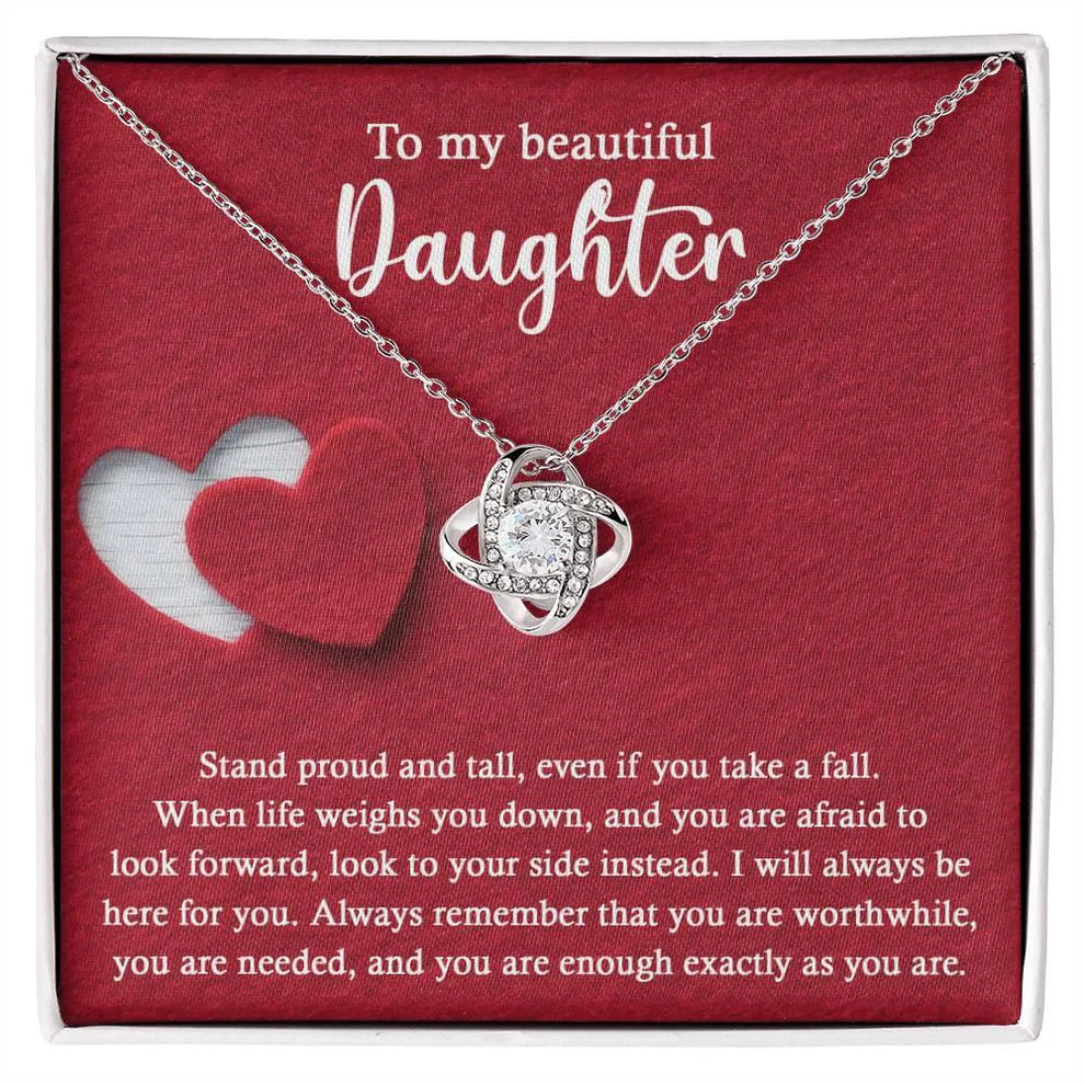 Daughter Gift From Mom and Dad - Premium Love Knot Necklace