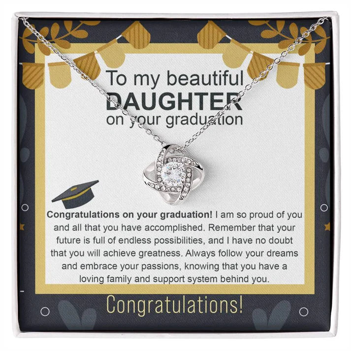 Daughter Graduation Gift From Dad and Mom - Premium Love Knot Necklace