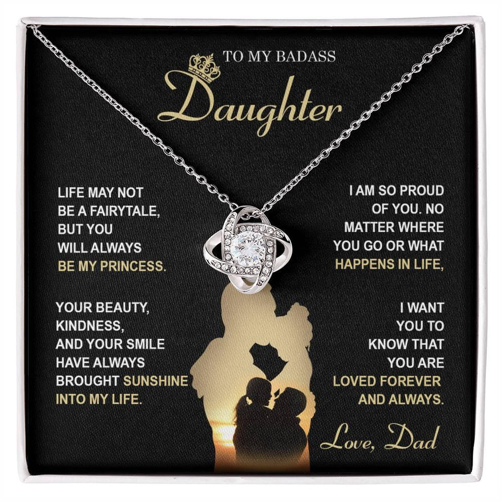 Daughter Gift From Dad - Premium Love Knot Necklace