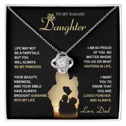 Daughter Gift From Dad - Premium Love Knot Necklace