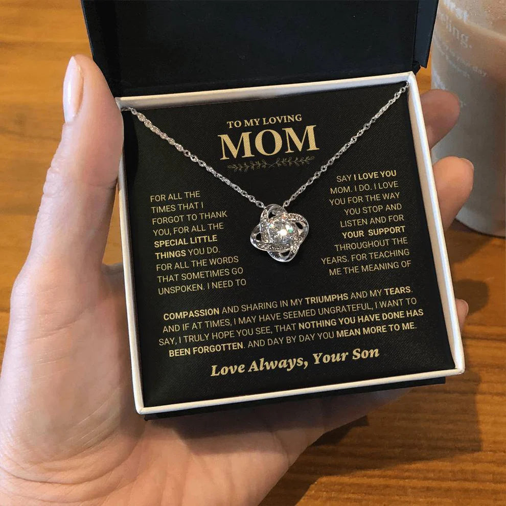 Mom Gift From Son - Premium Love Knot Necklace