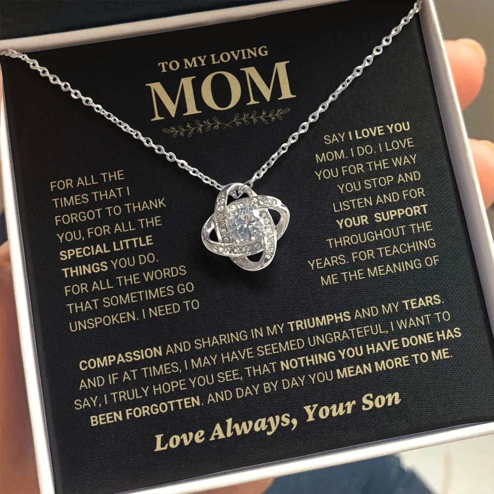 Mom Gift From Son - Premium Love Knot Necklace