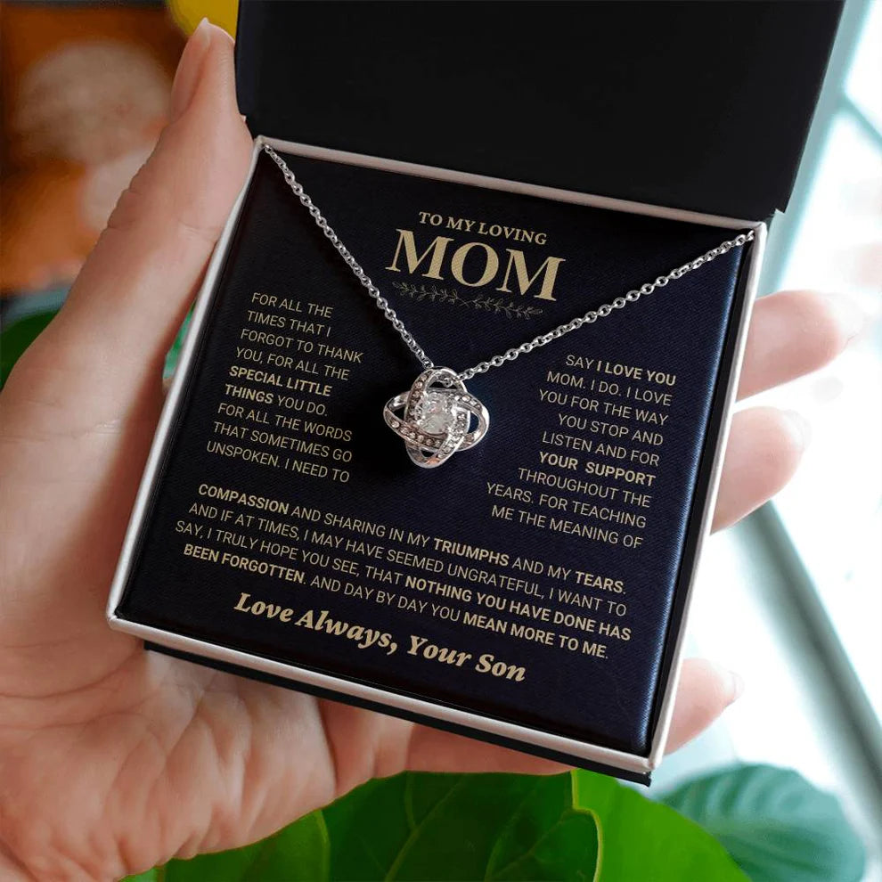 Mom Gift From Son - Premium Love Knot Necklace