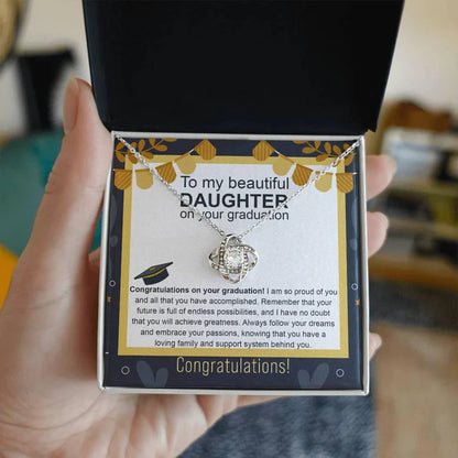 Daughter Graduation Gift From Dad and Mom - Premium Love Knot Necklace