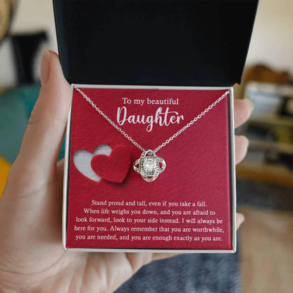 Daughter Gift From Mom and Dad - Premium Love Knot Necklace