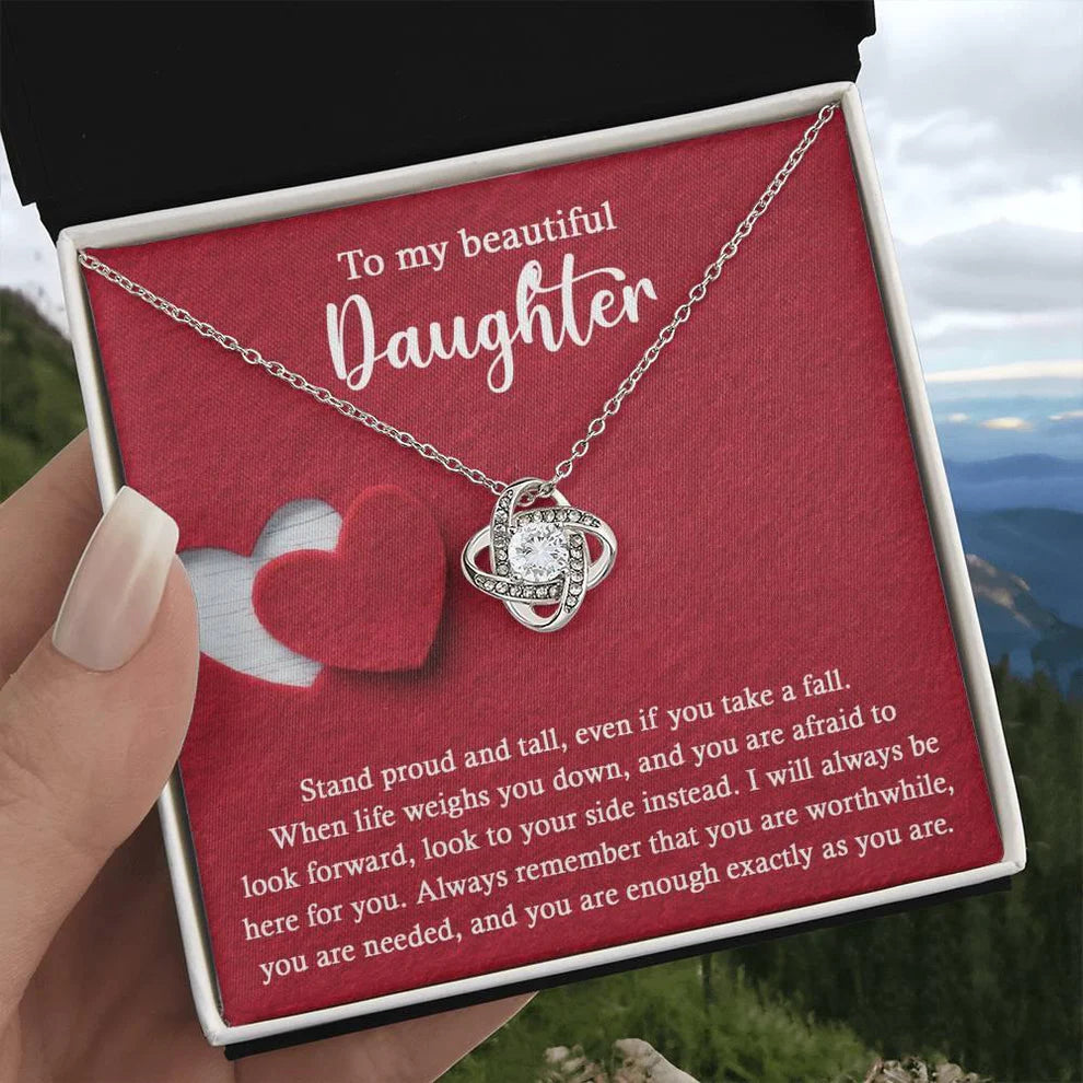 Daughter Gift From Mom and Dad - Premium Love Knot Necklace
