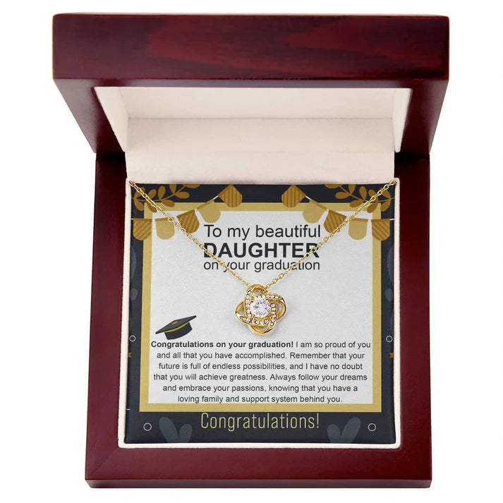 Daughter Graduation Gift From Dad and Mom - Premium Love Knot Necklace