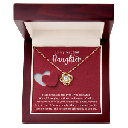 Daughter Gift From Mom and Dad - Premium Love Knot Necklace