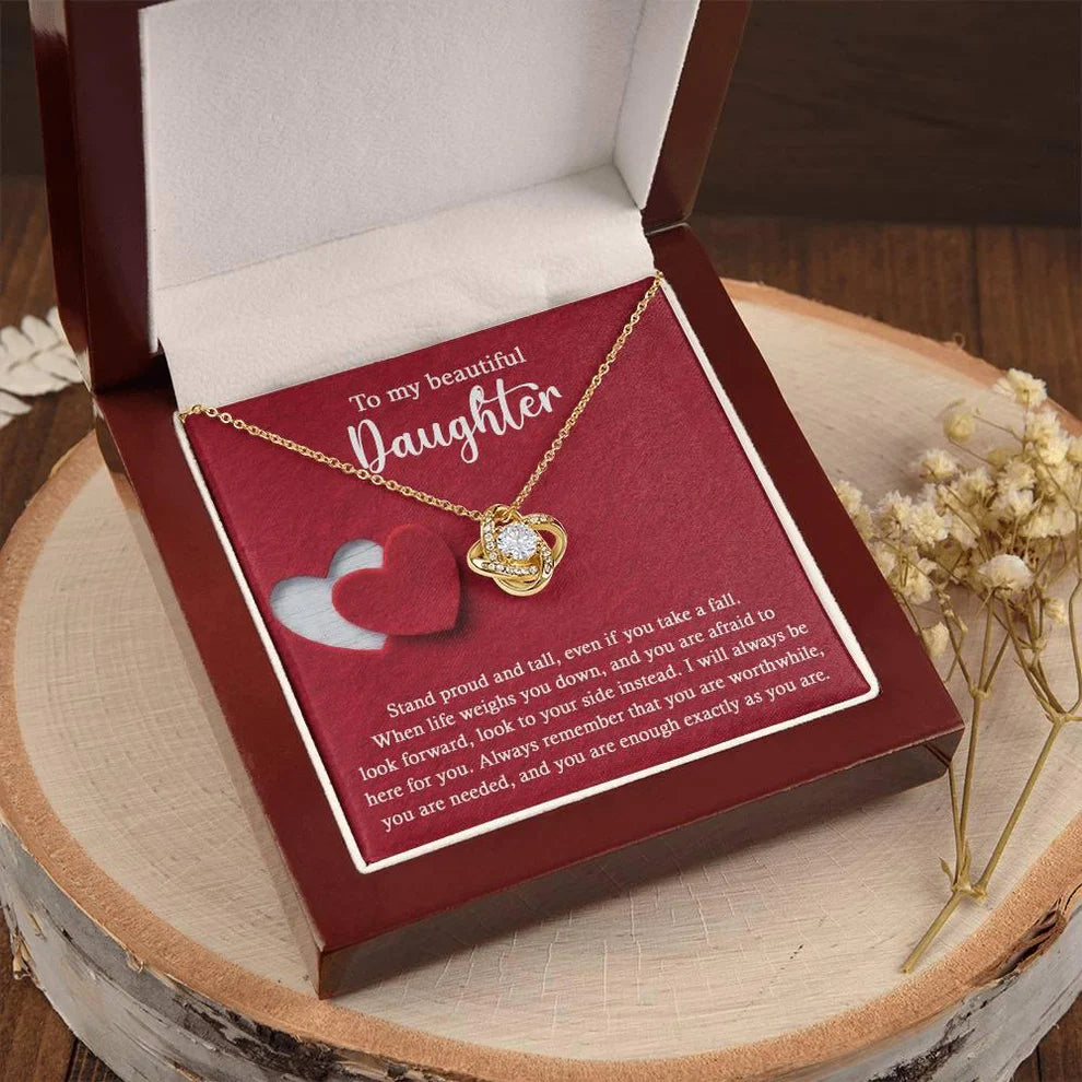 Daughter Gift From Mom and Dad - Premium Love Knot Necklace