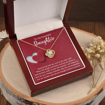 Daughter Gift From Mom and Dad - Premium Love Knot Necklace